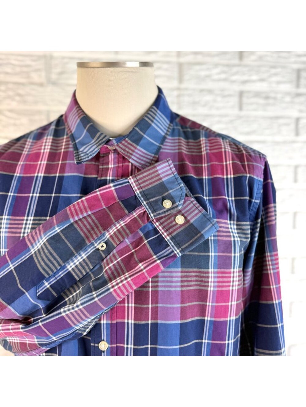 Banana Republic Camden Fit Plaid Long Sleeve Button Up Shirt Large Custom 078